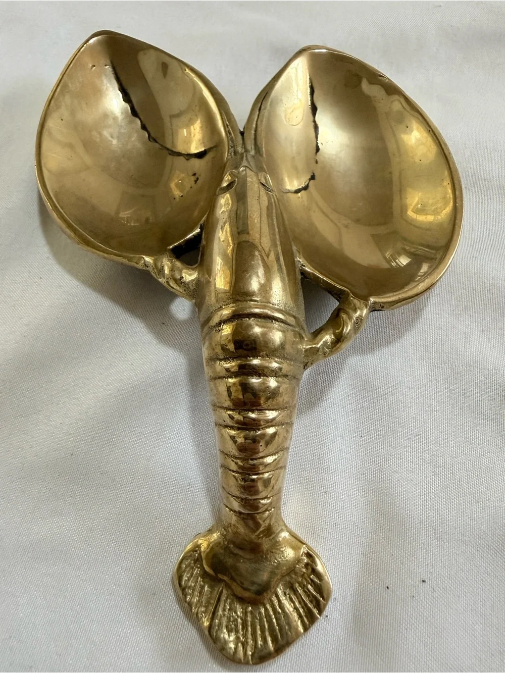 Brass Lobster Double Scoop Decorative Dish -  Gold Accent Home Decor